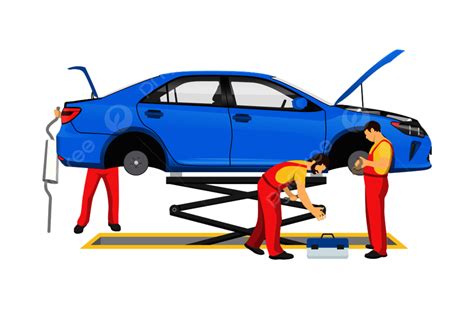 Work People Illustration Vector Hd Images Auto Mechanics Lifted Blue