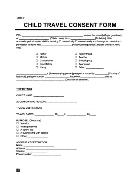 Letter Of Consent To Travel With One Parent