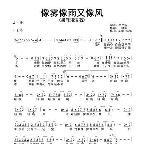 梁雁翎《像雾像雨又像风简谱》b调独奏（这版本绝了）