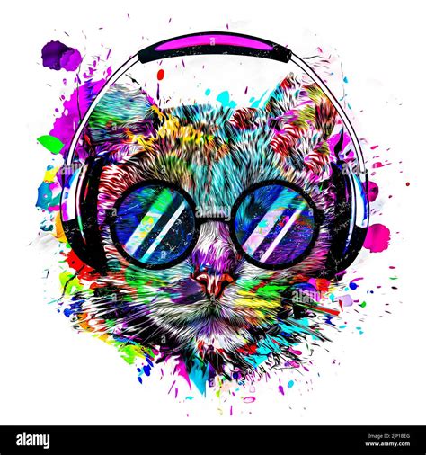 Neon cat on black background Imágenes recortadas de stock Alamy