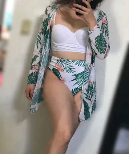 Traje De Baño 3 Piezas Bikini Estampado Mas Kimono T019 Cuotas sin