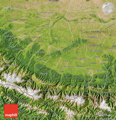 satellite map  republic  north ossetia alania