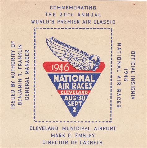 Vintage Poster Stamp 1946 NATIONAL AIR RACES CLEVELAND Souvenir Sheet