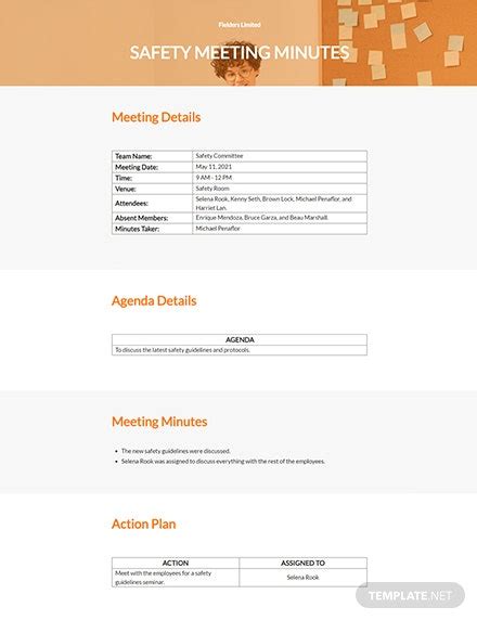 Safety Meeting Minutes Template Google Docs Word Apple Pages PDF