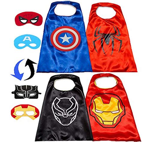 Superhero Capes And Masks For Kids Halloween Cosplay Double Side Capes