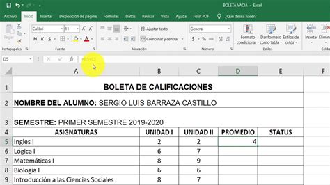 Formato De Boleta De Calificaciones En Excel Image To U