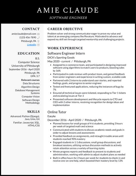 5 Entry Level Software Engineer Resume Samples In 2024