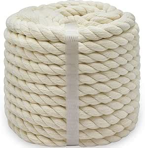 Amazon BONSINY Natural White Cotton Rope 1 2 Inch X 50 Feet