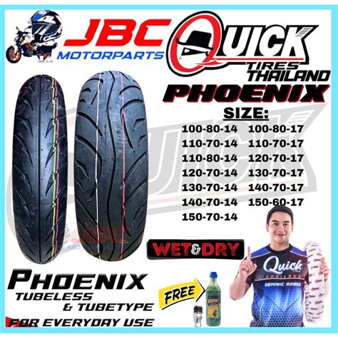 Quick Phoenix Motorcycle Tire Gulong Tubeless Free Tire Sealant