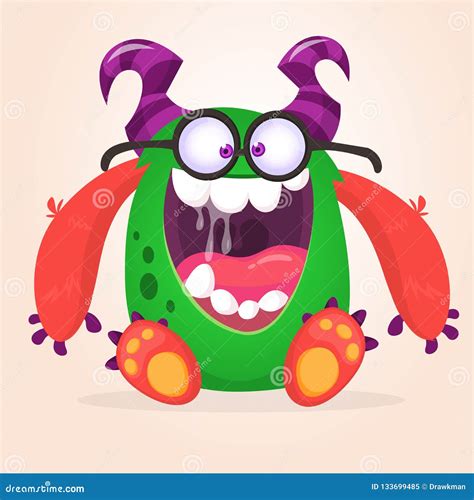 Hungry Cartoon Monster Excited. Vector Illustration. Stock Vector ...