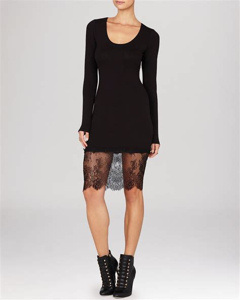 Bcbgmaxazria Livi Lace Hem Dress In Black Lyst