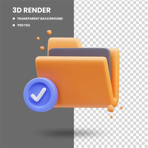 Premium PSD 3d Rendering Of Cute Icon Illustration Folder Approved