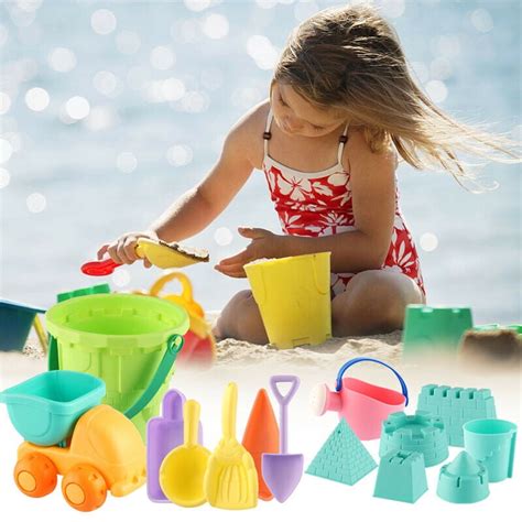 14PCS Kids Gilrs Beach Toys Toddlers Beach Sand Toy Set with Bucket ...