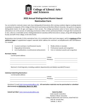 Fillable Online Annual Distinguished Alumni Award Nomination Form