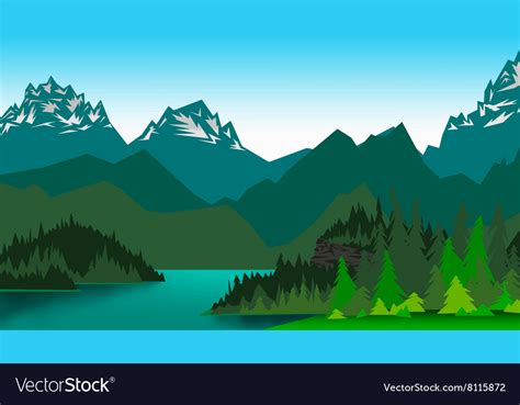 Picture Mountain Valley Royalty Free Vector Image