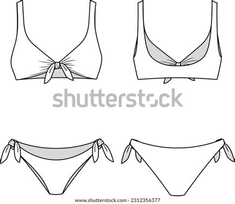Bikini Technical Fashion Flat Swimsuit Vector Stock Vector Royalty Free Shutterstock