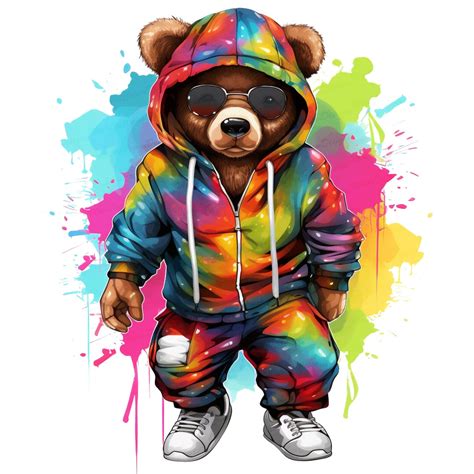 Teddy Bear Colorful Png Hip Hop Png T Shirt Designs Etsy