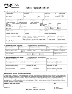 Fillable Online Wellstar Patient Information Please Complete All