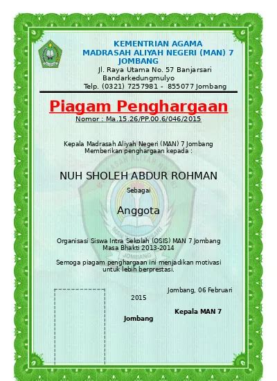 Detail Contoh Piagam Juara Kelas Paud Koleksi Nomer