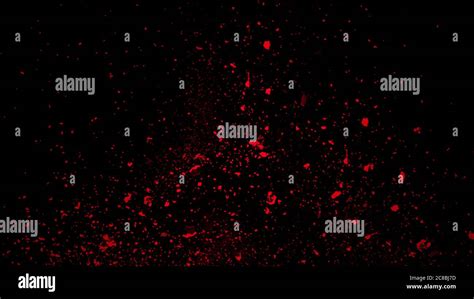 Red Particles Effect Dust Debris Isolated On Black Background Motion