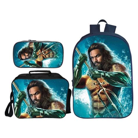 16″aquaman Backpack School Baglunch Bagpencil Bag Baganime