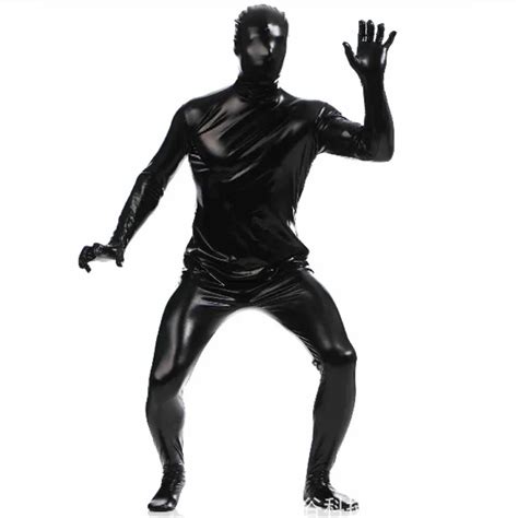 High Quality Men Latex Pvc Zentai Suits Shiny Metallic Full Body One