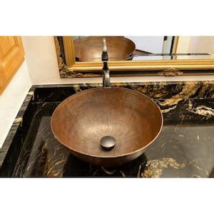 Premier Copper Products Round Wired Rimmed Hammered Copper Vessel Sink