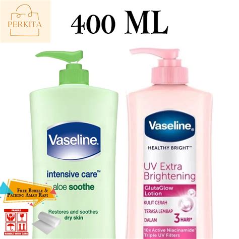 Jual Vaseline 400ml Uv Extra Brightening Intensive Care Aloe Vera Soothe 400ml Body Lotion