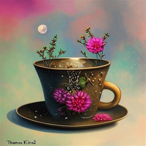 Realistic Painting Of A Magical Fantasy Bohemian Industrial Gypsy Tea Cup · Creative Fabrica