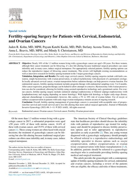 Pdf Fertility Sparing Surgery For Patients With Cervical Endometrial