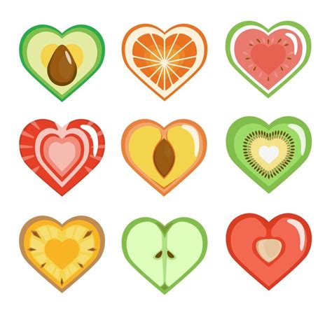 Premium Vector | Collection of heart-shaped fruits