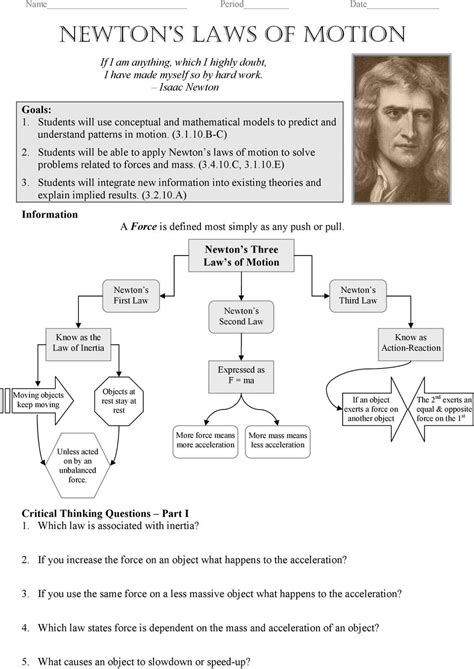 Newton S Laws Of Motion Worksheets