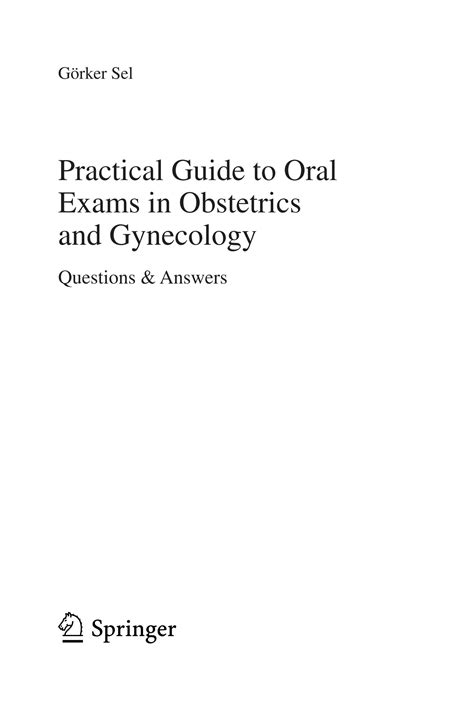 Solution Practical Guide To Oral Exams In Obstetrics And Gynecology