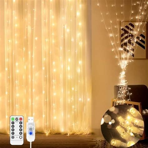 200 Led Curtain Lights Usb Powered 3m X 2m Warm White Bedroom Fairy