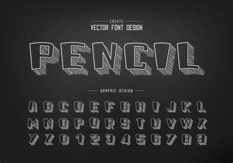 Pencil Sketch Shadow Cartoon Font And Alphabet Vector Chalk Bold