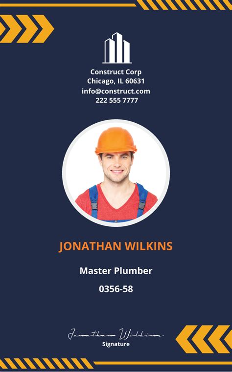 Free Construction Id Card Templates Editable And Printable
