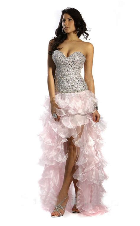 Sexy Sweetheart Beaded High Low Prom Homecoming Dresses 2463 Ruffled