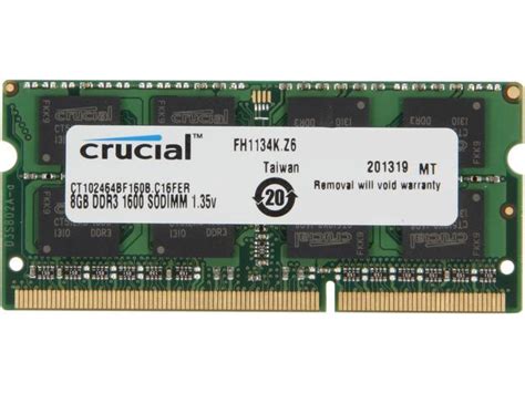 Crucial 8gb 204 Pin Ddr3 So Dimm Ddr3l 1600 Pc3l 12800 Laptop Memory