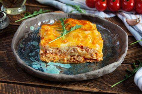 Meat Lasagna With Bolognese Sauce And Bechamel Sauce Classic Lasagna