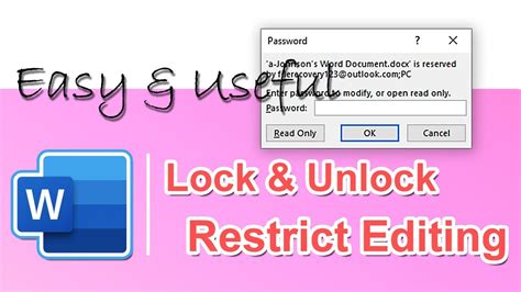 How To Protect And Unlock Word Document From Editing Within Clicks Restrict Editing Remove Youtube