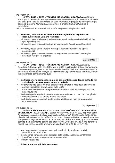 Constitucional QUESTOES DIREITO CONSTITUCIONAL PERGUNTA 1 FGV