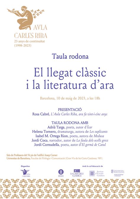 Taula Rodona El Llegat Cl Ssic I La Literatura D Ara Estudis De