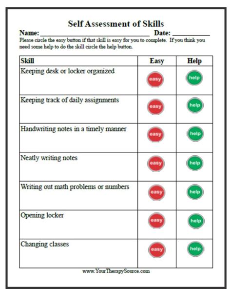 Self Assessment Form Your Therapy Source