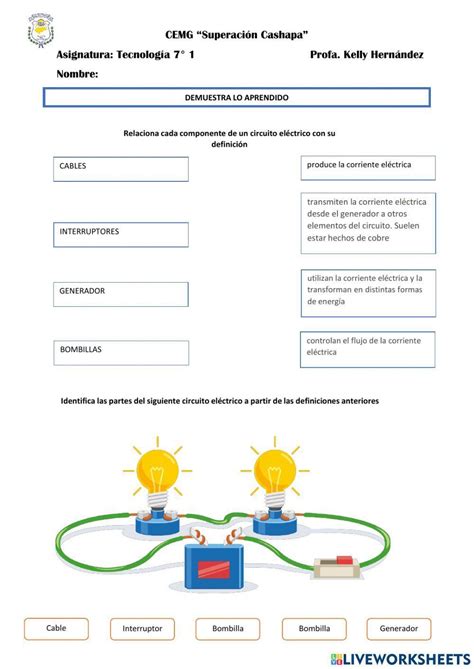 Circuito Eléctrico Online Exercise For Live Worksheets