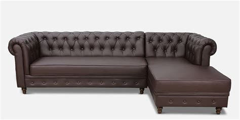 Buy Cheshire Leatherette LHS Sectional Sofa In Dark Brown Colour Online