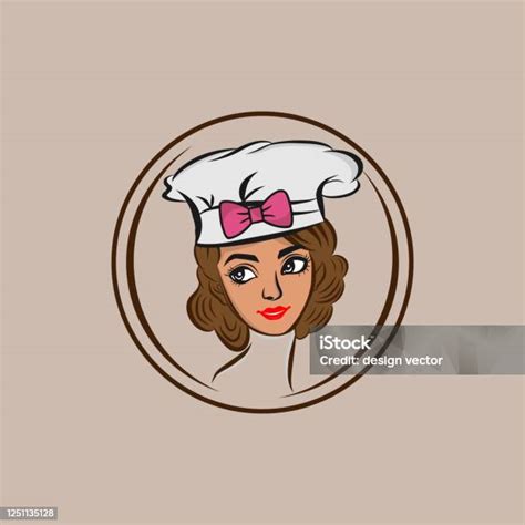 Chef Women Design Isolated On White Backgroundlady Chef Logo Template