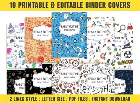 Printable Science Binder Cover Printable Editable Binder Etsy