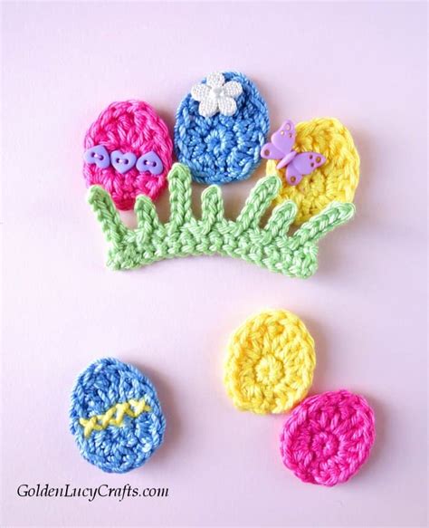 Easter Egg Applique Free Crochet Pattern Goldenlucycrafts