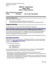 Ers Lab Platetectonics Pdf Department Of Chemical And