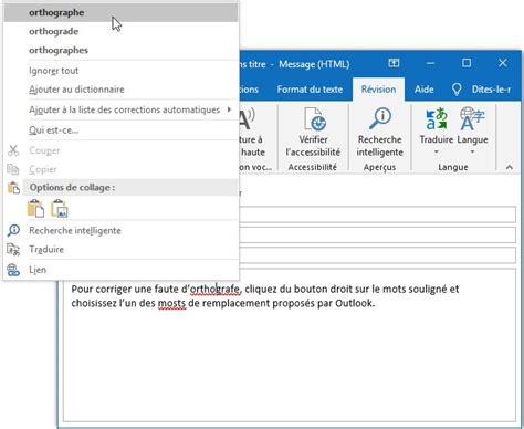 Outlook V Rification De L Orthographe Et De La Grammaire